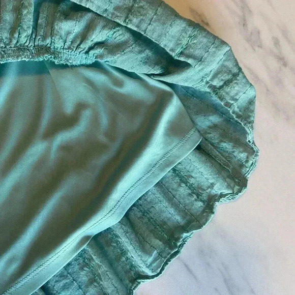 LC Lauren Conrad Green Smocked Ruffle Sleeve Midi Dress Size M Medium Teal Party - Picture 12 of 15